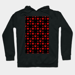 Red hearts and dots pattern Hoodie